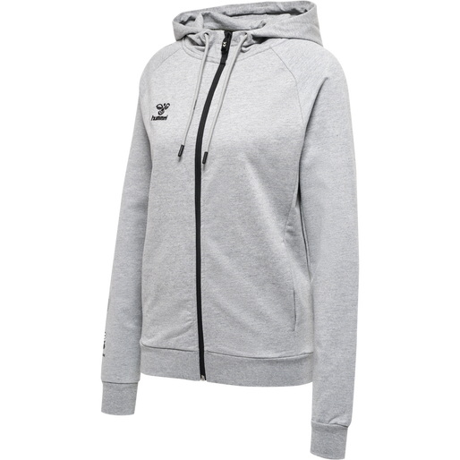 hmlMOVE GRID COTTON ZIP HOODIE WOMA, GREY MELANGE, packshot