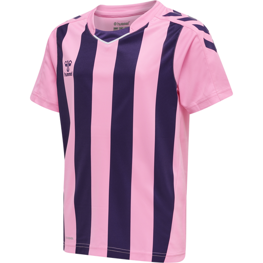 hmlCORE XK STRIPED JERSEY S/S KIDS, COTTON CANDY/ACAI, packshot