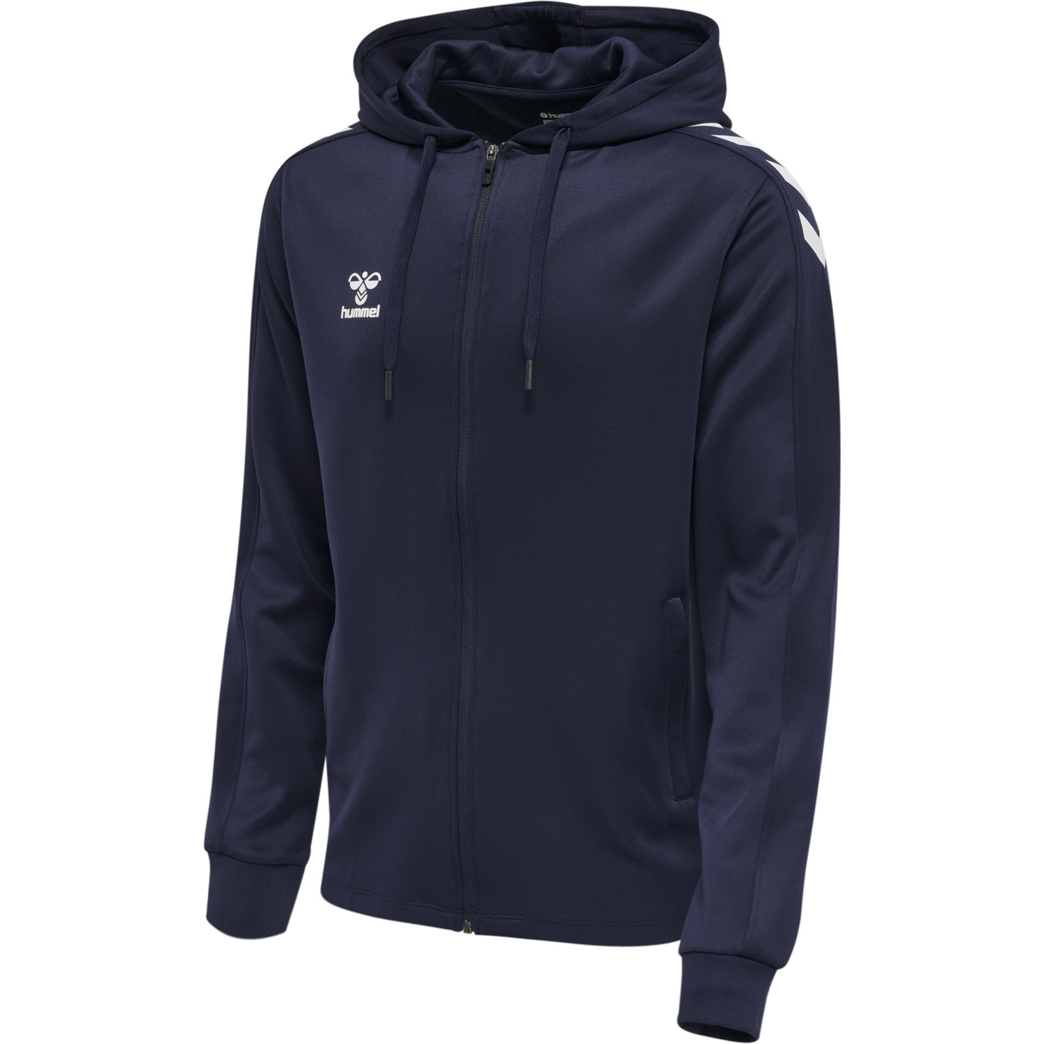 hmlCORE XK POLY ZIP HOOD SWEAT, MARINE, packshot