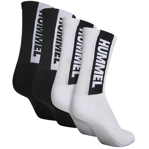 Hummel RETRO SOCKS 4 PACK UNISEX - Calcetines de deporte -  white/black/blanco 