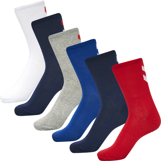 hmlCHEVRON 6-PACK SOCKS, WHITE/BLUE/RED/GREY, packshot