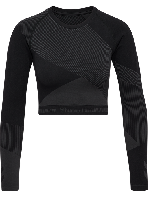 hmlUNITY SEAMLESS CROP T-SHIRT L/S, BLACKENED PEARL, packshot
