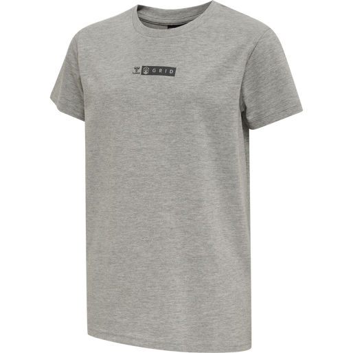 hmlOFFGRID TEE S/S KIDS, GREY MELANGE/FORGED IRON, packshot