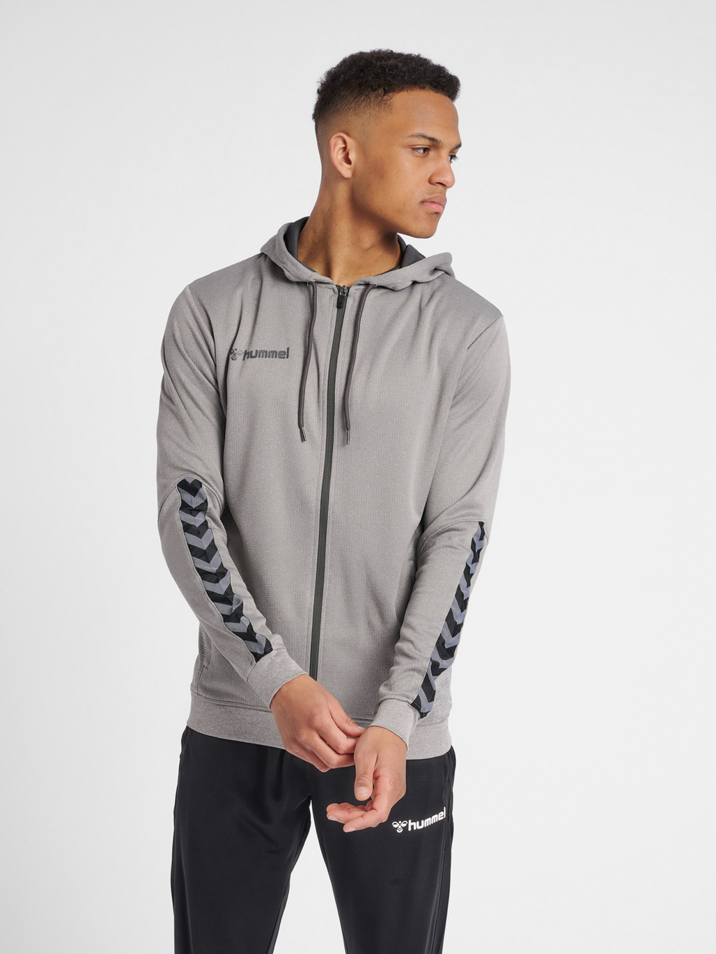 hummel AUTHENTIC POLY ZIP HOODIE GREY MELANGE hummel