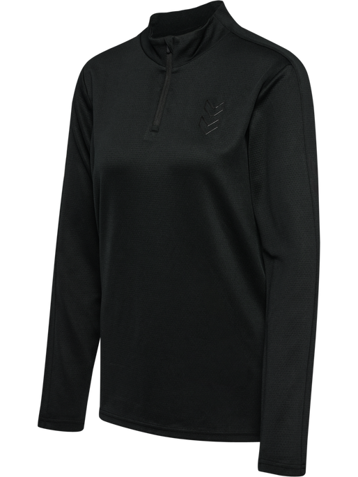 hmlACTIVE PL HALF ZIP WOMAN, BLACK, packshot