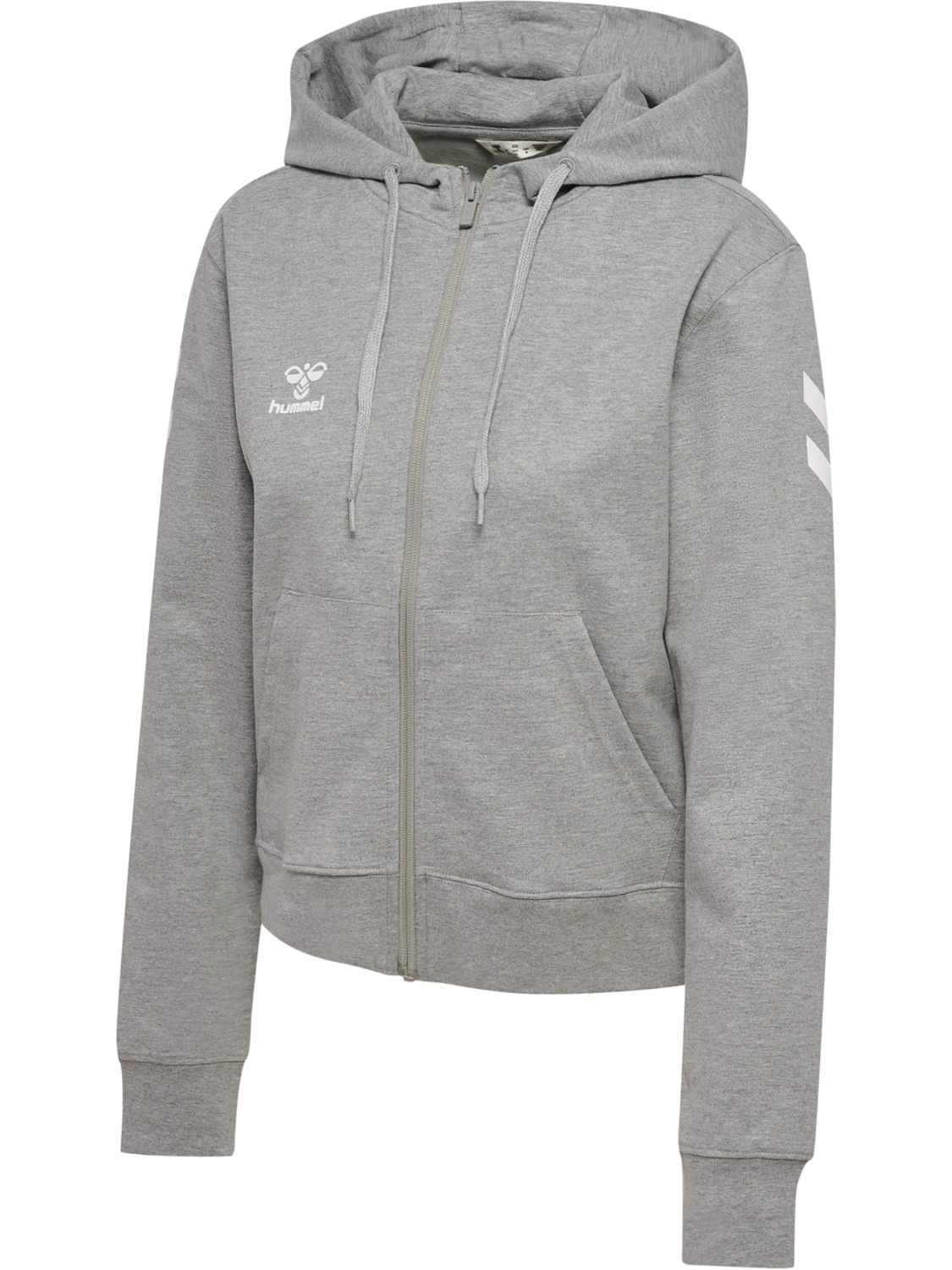 hmlGO 2.0 CHEVRON ZIP HOODIE WOMAN, GREY MELANGE, packshot