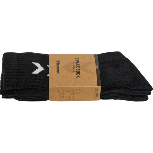 3-Pack Basic Sock, BLACK, packshot