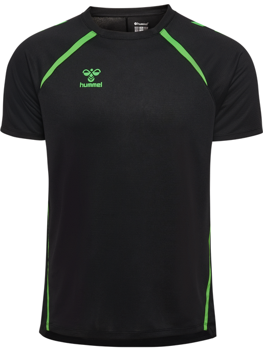 hmlLEAD 2.0 JERSEY S/S, BLACK/GREEN GECKO, packshot