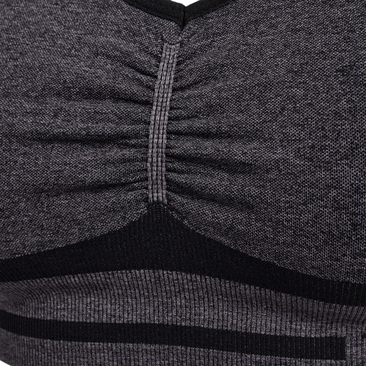 hmlMT LULU SEAMLESS SCRUNCH BRA, BLACK MELANGE, packshot