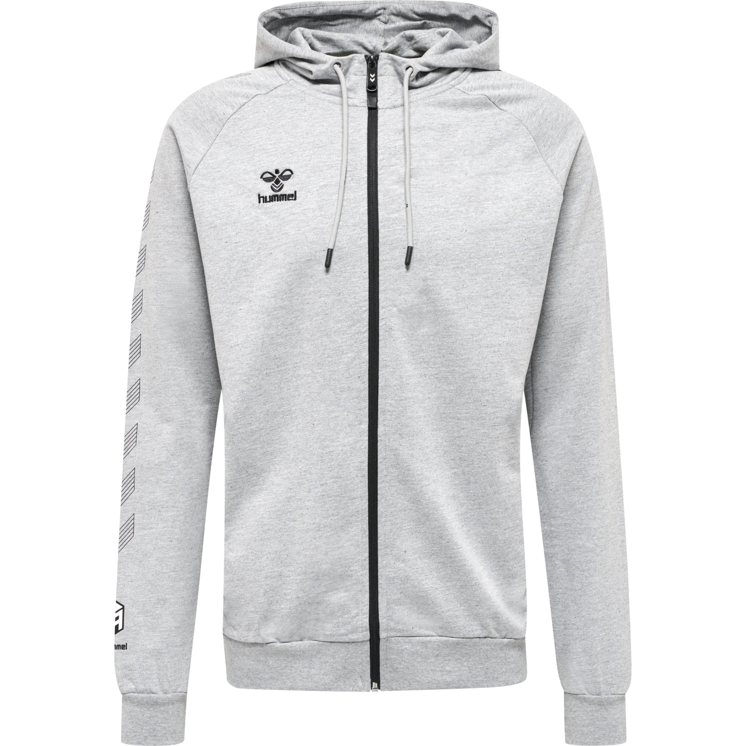 hmlMOVE GRID COTTON ZIP HOODIE, GREY MELANGE, packshot