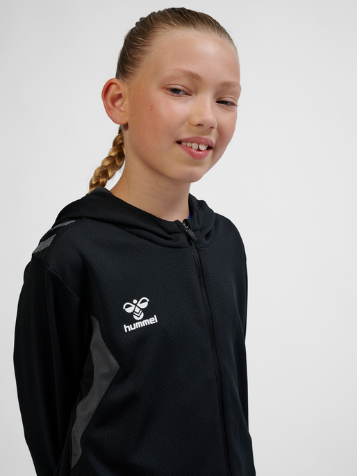 hmlAUTHENTIC PL ZIP HOODIE KIDS, BLACK, model