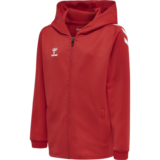 hmlCORE XK POLY ZIP HOOD SWEAT KIDS, TRUE RED, packshot