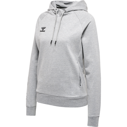 hmlMOVE GRID COTTON HOODIE WOMAN, GREY MELANGE, packshot