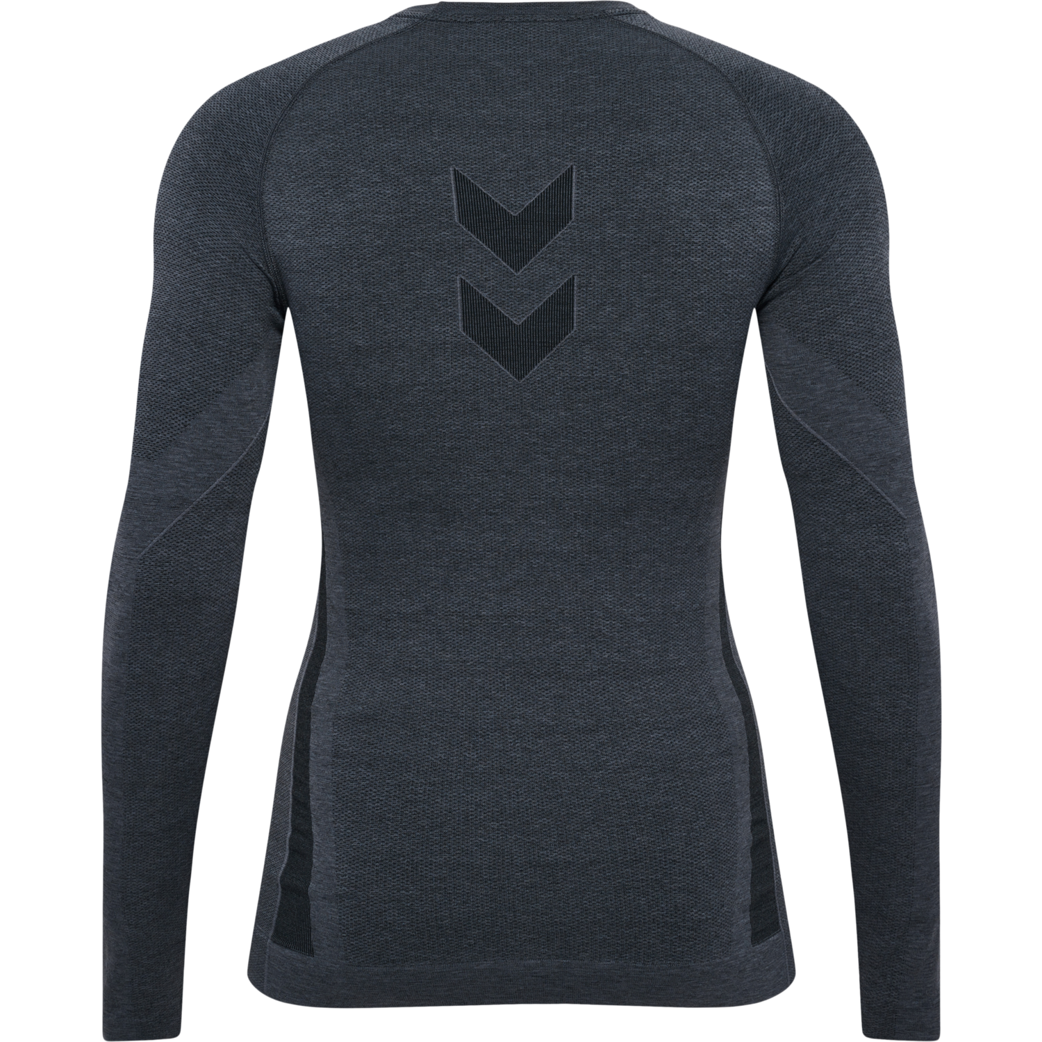 hmlTE MIKE SEAMLESS T-SHIRT L/S, BLACK/ASPHALT MELANGE, packshot