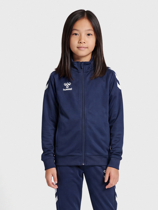 hmlCORE XK POLY ZIP SWEAT KIDS, MARINE, model