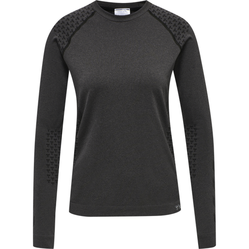 hmlCI SEAMLESS T-SHIRT L/S, BLACK MELANGE, packshot