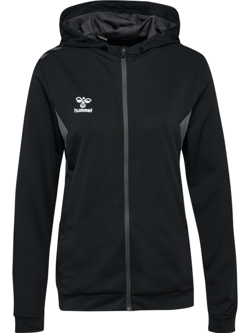hmlAUTHENTIC PL ZIP HOODIE WOMAN, BLACK hmlAUTHENTIC PL ZIP HOODIE WOMAN, BLACK, packshot