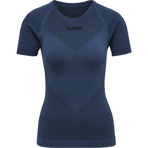 HUMMEL FIRST SEAMLESS JERSEY S/S W, DARK DENIM, packshot