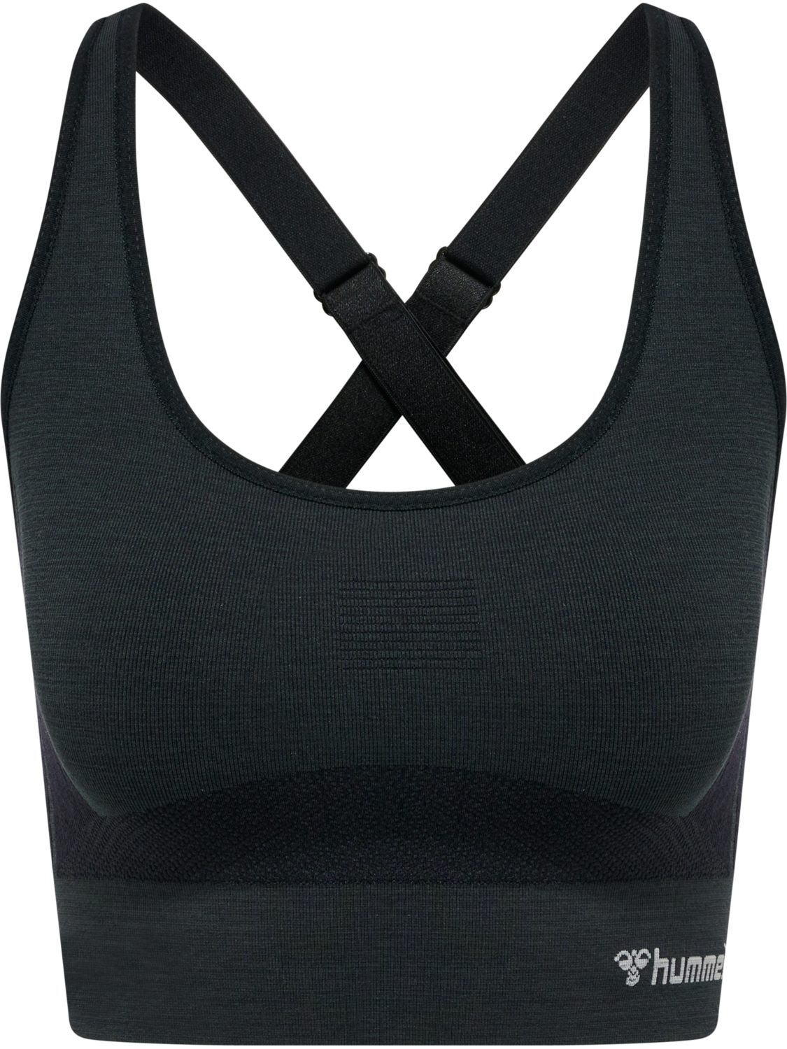 hmlCLEA SEAMLESS  SPORTS TOP, BLACK MELANGE, packshot