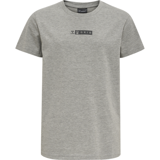 hmlOFFGRID TEE S/S KIDS, GREY MELANGE/FORGED IRON, packshot