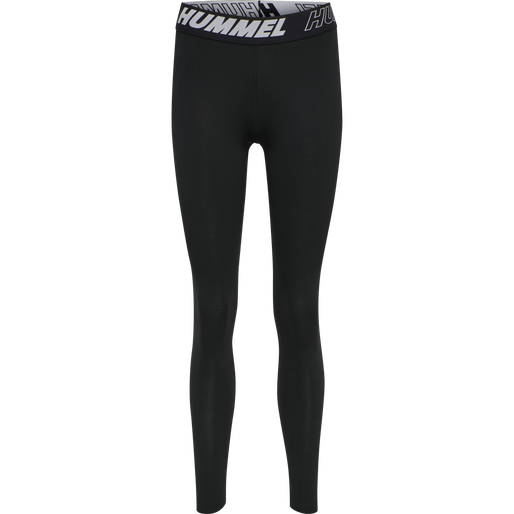 hmlTE MAJA MID WAIST COTTON TIGHTS, BLACK, packshot