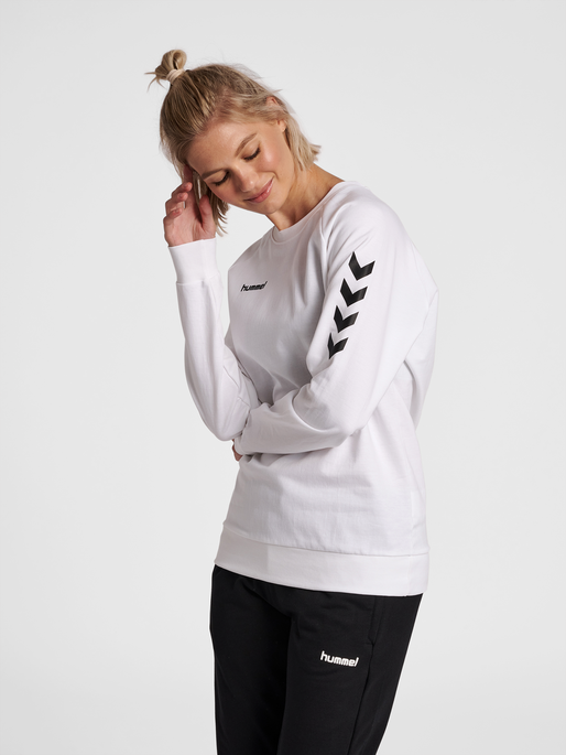 HMLGO COTTON SWEATSHIRT WOMAN, WHITE, model