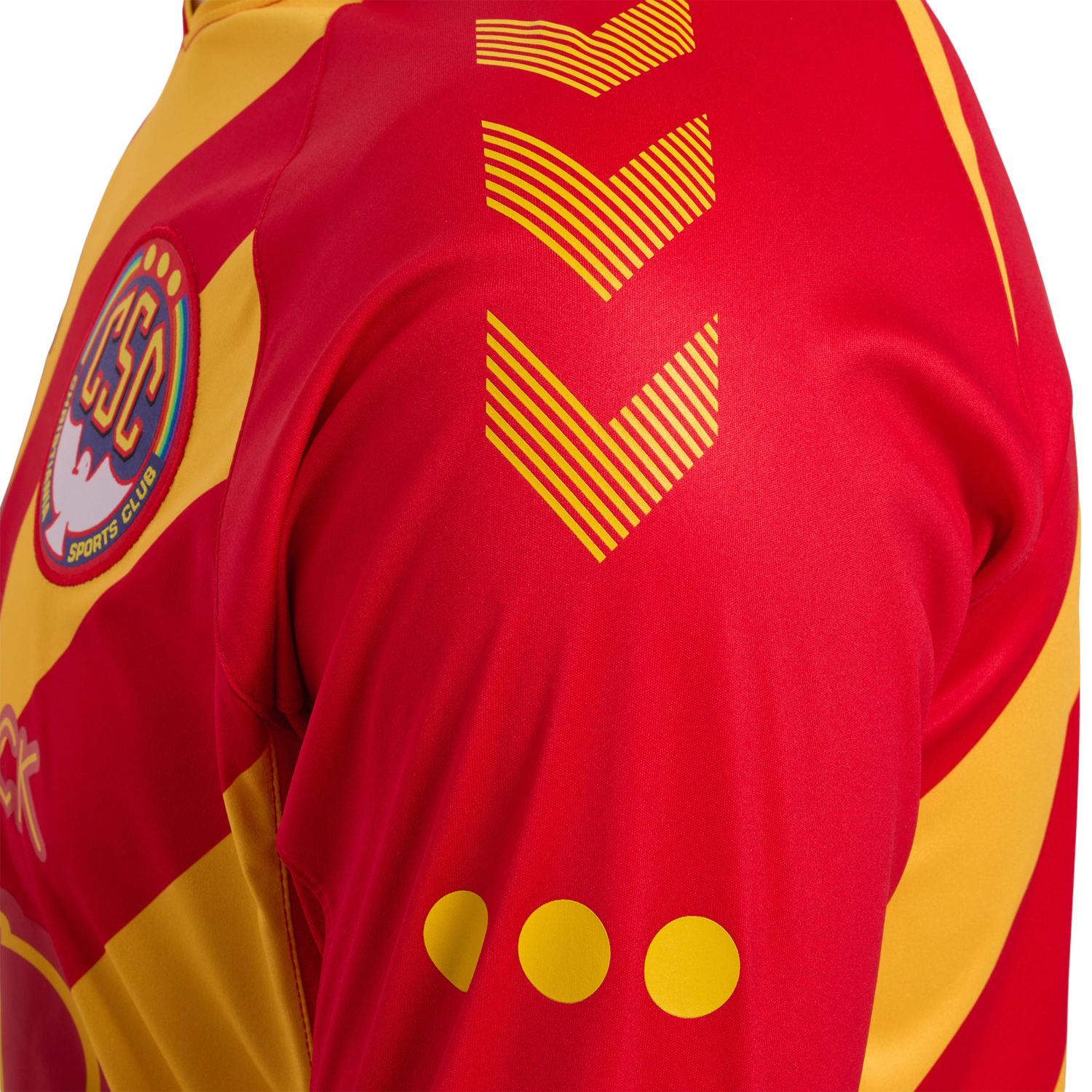 hmlCSC 19-20 HOME JERSEY LS, TRUE RED/SPORTS YELLOW W/SPONS, packshot