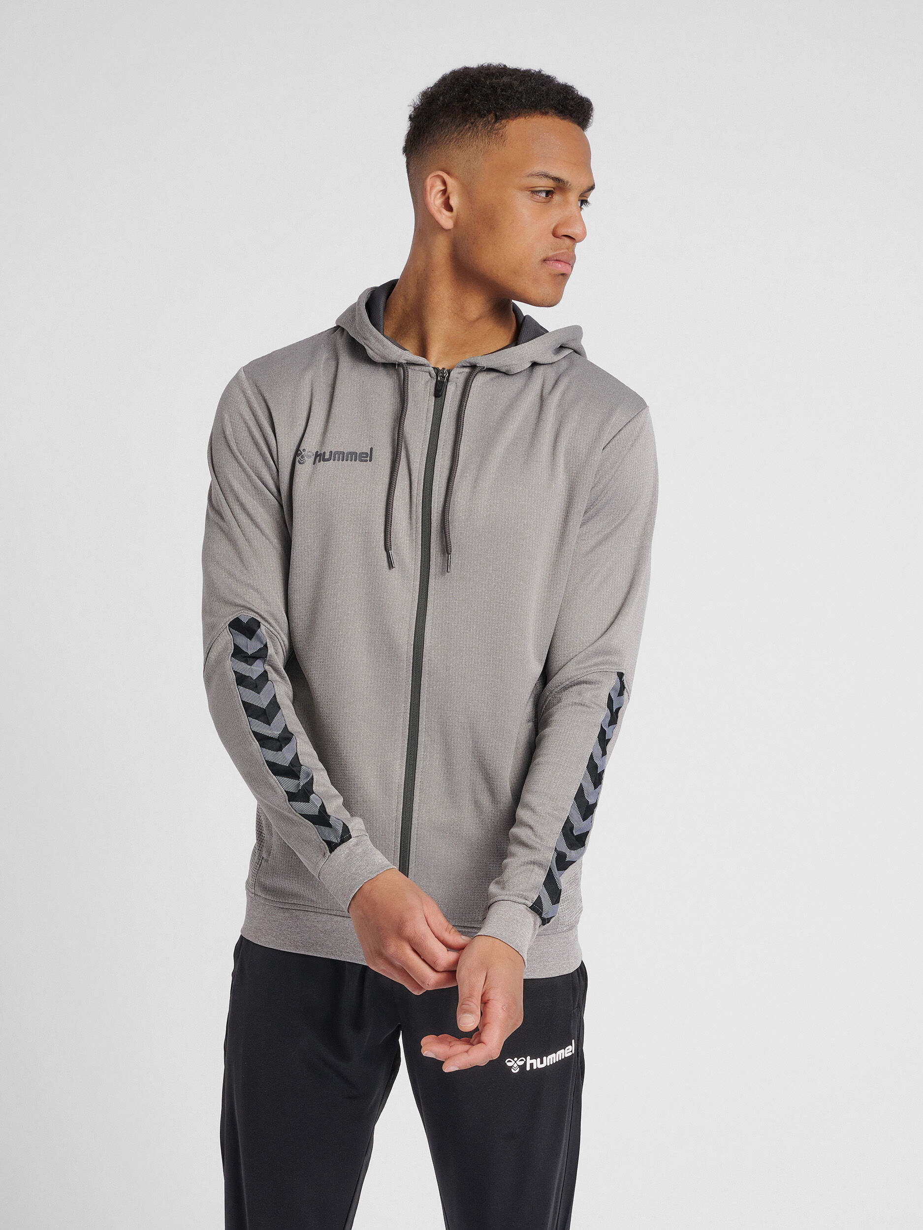 hummel AUTHENTIC POLY ZIP HOODIE GREY MELANGE hummel
