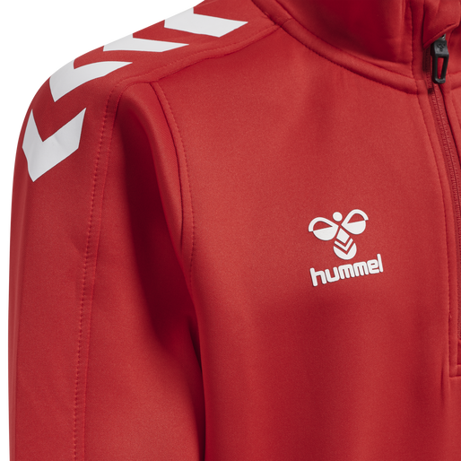 hmlCORE XK HALF ZIP POLY SWEAT KIDS, TRUE RED, packshot
