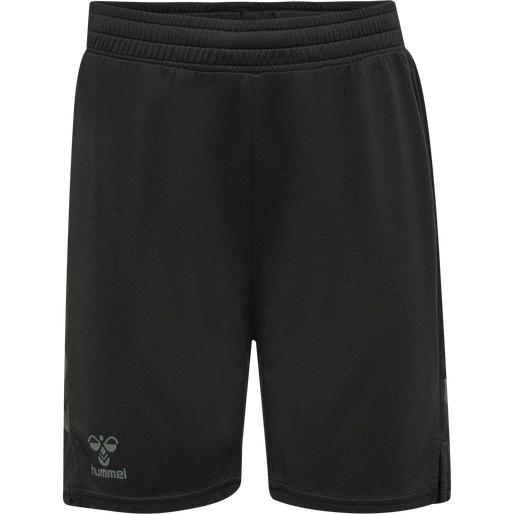 hmlONGRID POLY SHORTS KIDS, JET BLACK/FORGED IRON, packshot