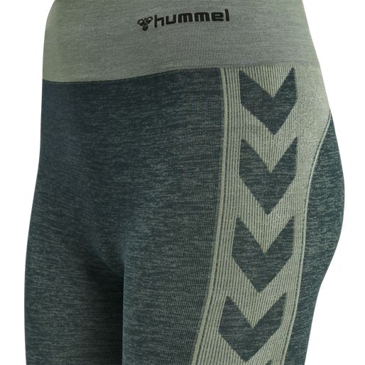 hmlCLEA SEAMLESS MID WAIST TIGHTS, DARKEST SPRUCE/BASIL MELANGE, packshot