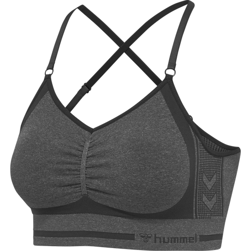 hmlMT LULU SEAMLESS SCRUNCH BRA, BLACK MELANGE, packshot