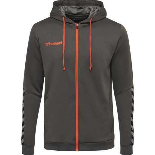 hmlAUTHENTIC KIDS POLY ZIP HOODIE, ASPHALT, packshot