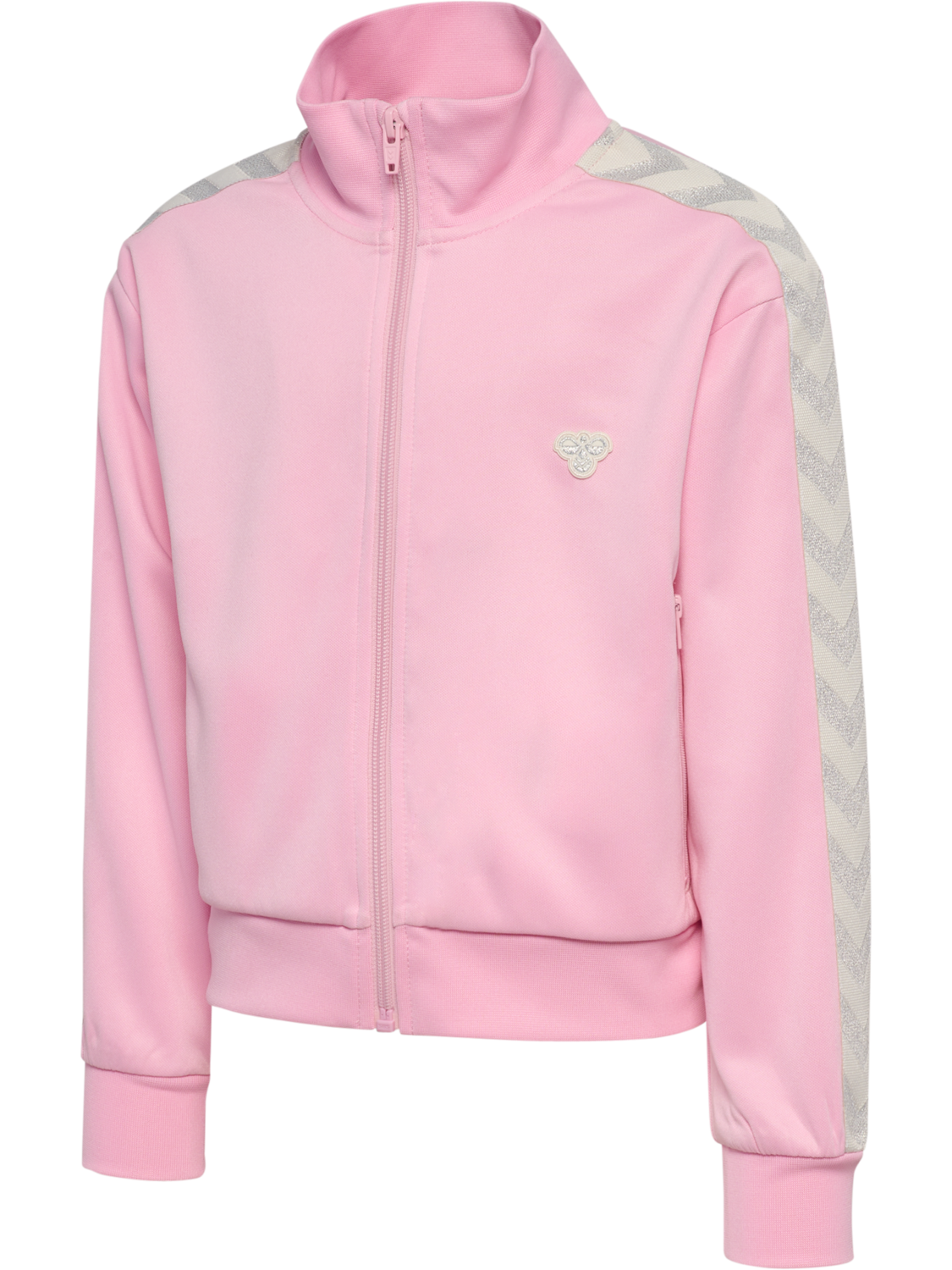 hmlJR REG POLY TAPE GIRL ZIP JACKET, ROSEATE SPOONBILL, packshot