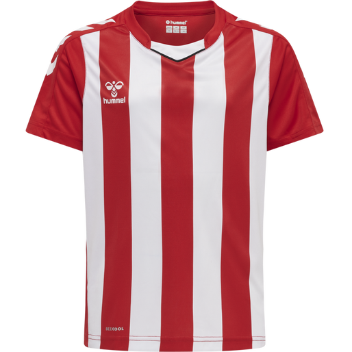 hmlCORE XK STRIPED JERSEY S/S KIDS, TRUE RED/WHITE, packshot