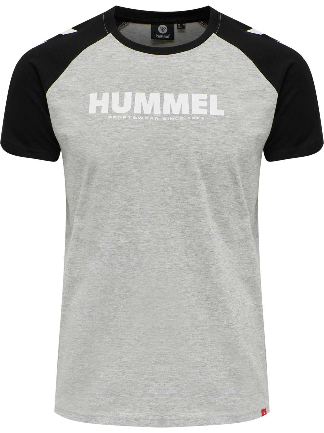 hmlLEGACY BLOCKED T-SHIRT, GREY MELANGE/BLACK, packshot