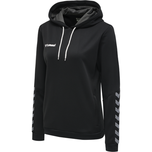 hmlAUTHENTIC POLY HOODIE WOMAN, BLACK/WHITE, packshot