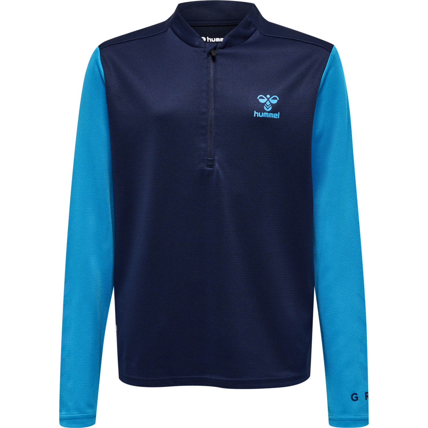 hmlONGRID 1/2 ZIP POLY SWEAT KIDS, MARINE/ATOMIC BLUE, packshot