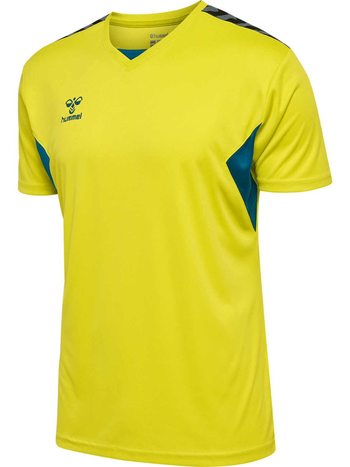 hmlAUTHENTIC PL JERSEY S/S, SULPHUR SPRING/BLUE CORAL, packshot