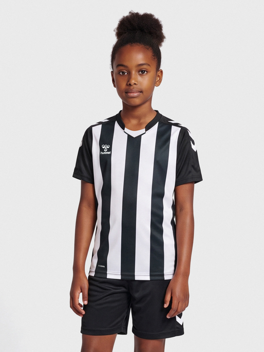hmlCORE XK STRIPED JERSEY S/S KIDS, BLACK/WHITE, model
