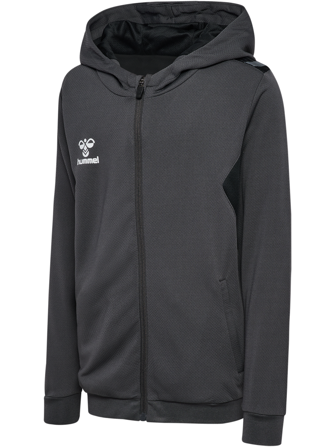 hmlAUTHENTIC PL ZIP HOODIE KIDS, ASPHALT, packshot
