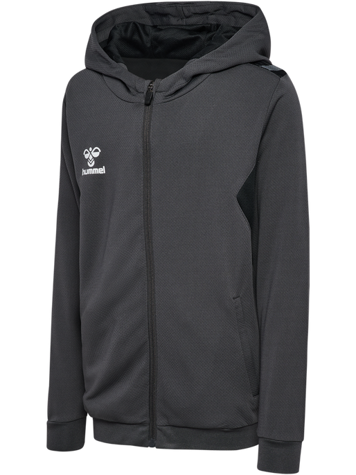 hmlAUTHENTIC PL ZIP HOODIE KIDS, ASPHALT, packshot