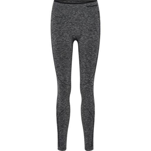 hmlMT UNA SEAMLESS MID WAIST TIGHTS, BLACK MELANGE, packshot
