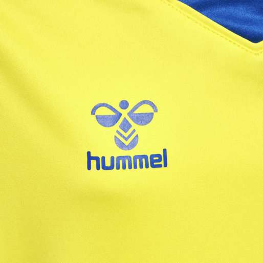hmlCORE XK POLY JERSEY S/S KIDS, BLAZING YELLOW/TRUE BLUE, packshot