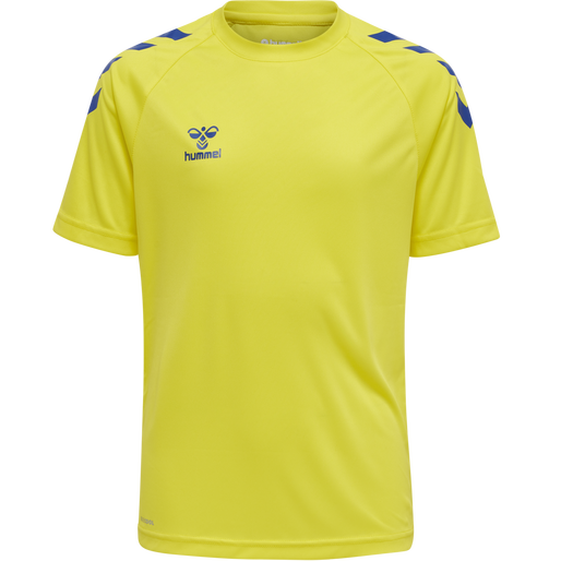 hmlCORE XK CORE POLY TEE S/S KIDS, BLAZING YELLOW/TRUE BLUE, packshot