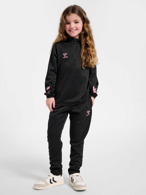 hmlSHIMMER HALF ZIP KIDS, BLACK/BRIDAL ROSE, model