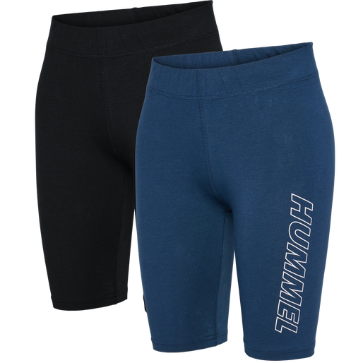 hmlTE MAJA 2-PACK MW C TIGHT SHORTS, BLACK/INSIGINA BLUE, packshot