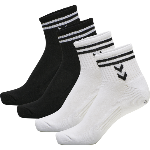 hmlSTRIPE 4-PACK MID CUT SOCKS MIX, WHITE, packshot