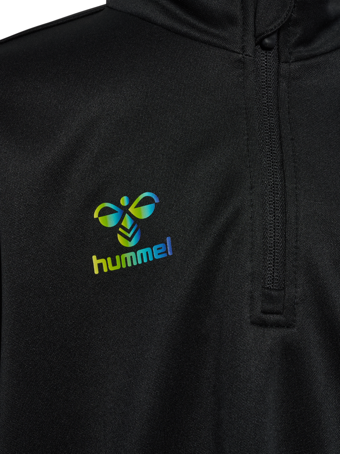 hmlSHIMMER HALF ZIP KIDS, BLACK/LIMEADE, packshot