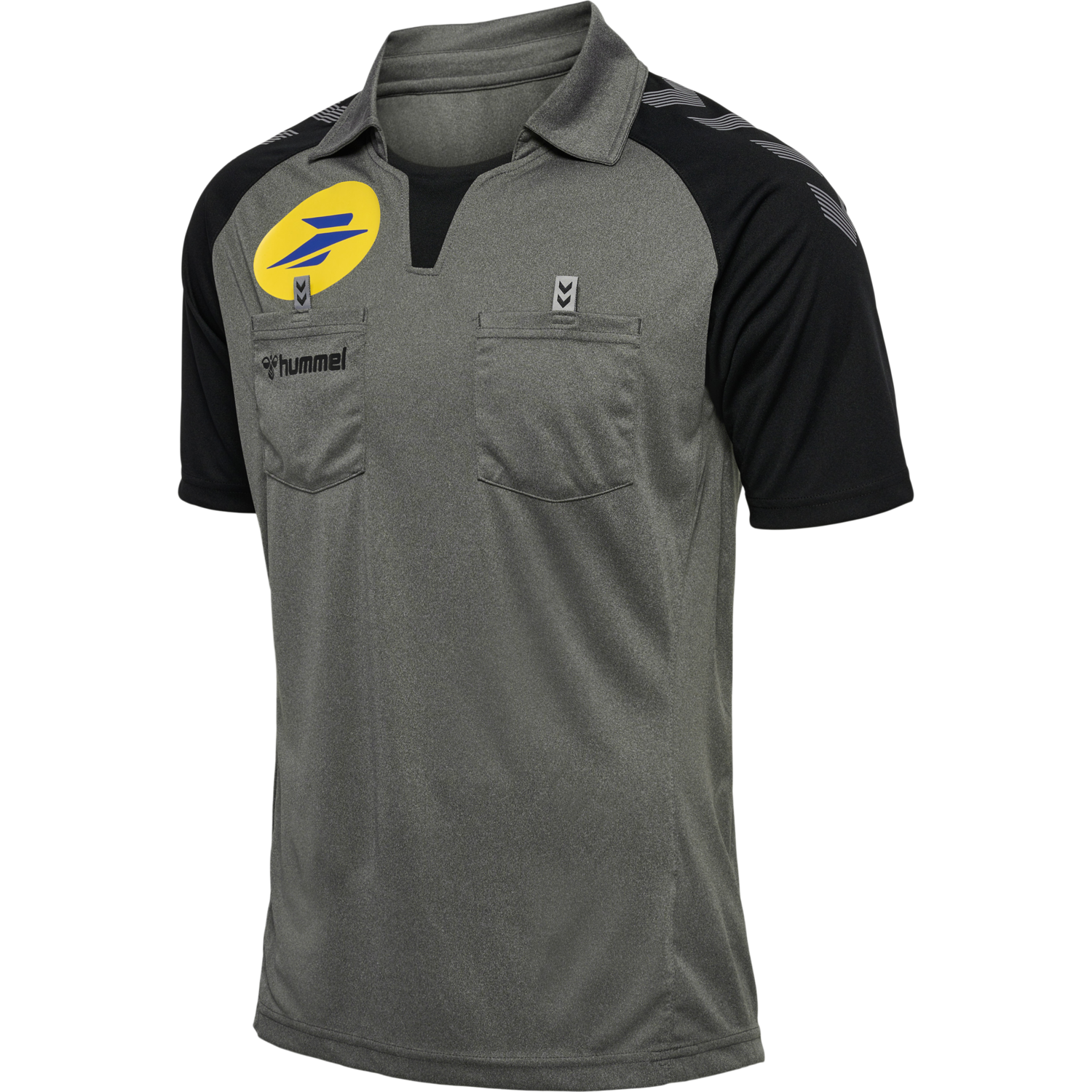 FFHB REFEREE JERSEY S/S, GREY MELANGE WO. FRONT SPONSOR, packshot